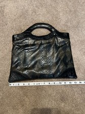 Vintage Faux snake reptile skin purse Magnetized snap closure black brown Clutch