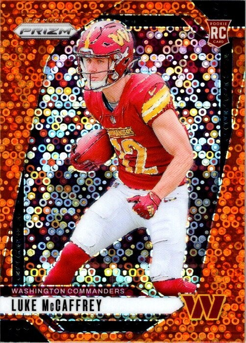 Luke McCaffrey 2024 Prizm Orange Disco Rookie Card #367 - Commanders