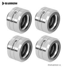 4 Pack Barrow G1/4" to 14mm Hard Tubing Compression Fitting Smooth Finish Silver