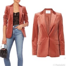 Frame Classic Stretch One Button Velvet Structured Blazer Size 2