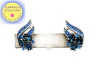 Vintage Signed Crown Trifari Faux-Sapphire Clip Earrings, 1963