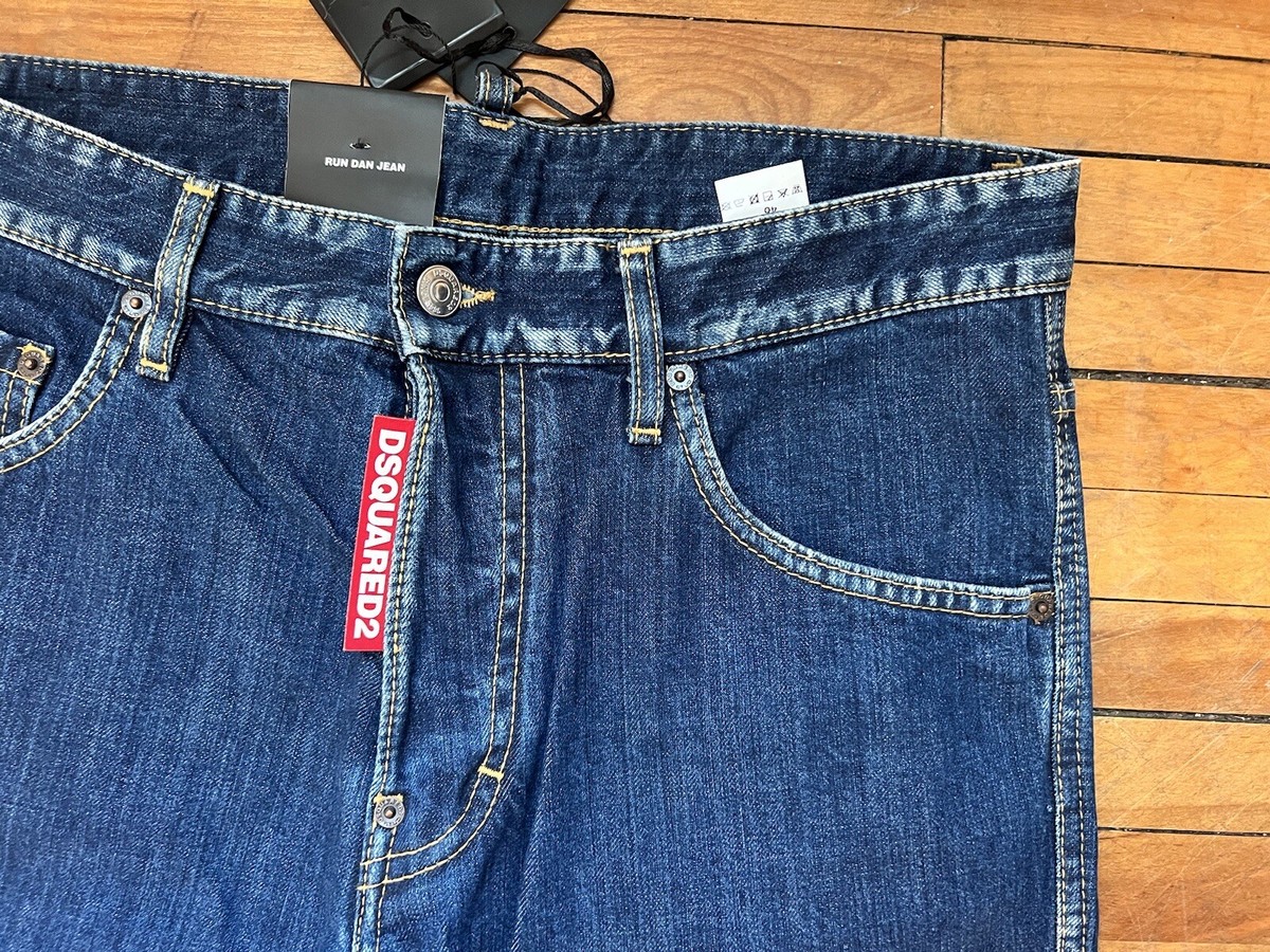 DSQUARED² AMAZING DARK BLUE WASHED EDGES & BIG RED LOGO TAB