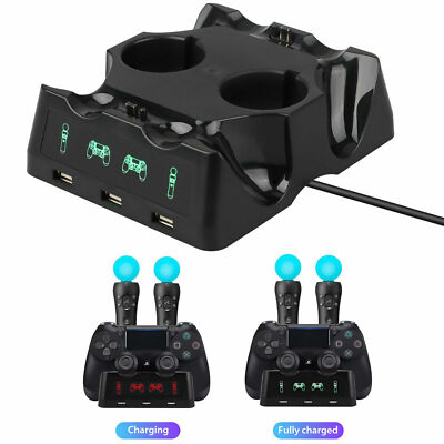 Neu 4 in-1 Controller Ladestation Ständerhalter Für Playstation PS4 VR PS Move