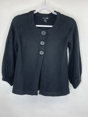 H And M Womens Cardigan Three Large Button Chunky Small Black