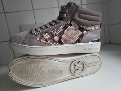 MICHAEL KORS KYLE DESIGNER UK 7,5 EU 40,5 GRAU WILD LEDER SNAKE HIGH SNEAKER