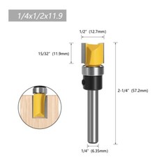2pcs 1/4" Woodworking Milling Cutters Double Edge Bearing Straight Cutters
