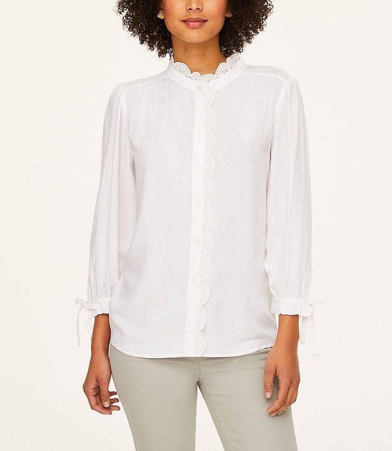eyelet button down blouse