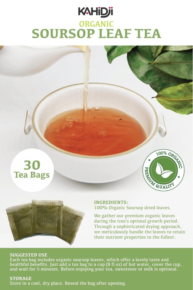 Organic Soursop  Guanabana small choped Leaves instead of Powder Tea 30 bags