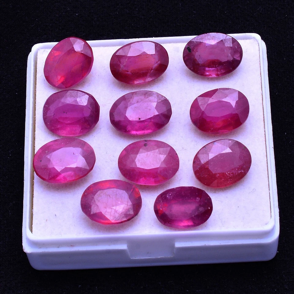 11 Pcs Natural Ruby Top Quality Pinkish Red 11mm-13mm Oval Cut Loose Gemstones - Image 4 of 4