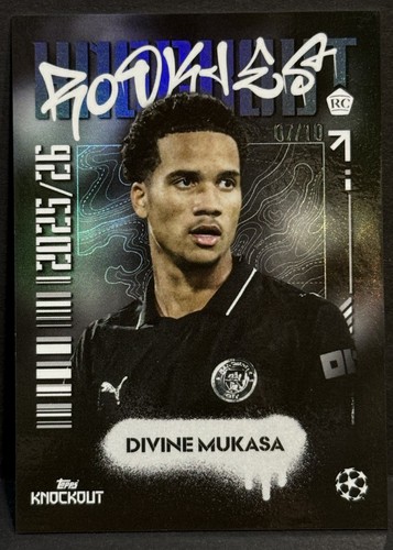 2025-26 Topps Knockout UEFA Club Competitions Rookies RC Divine Mukasa Black /10