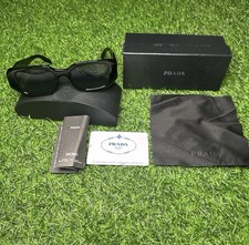 PRADA sunglasses Women  s Rectangle Sunglasses Black Frame/Black Lens UV400