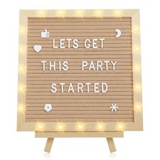 Felt Letter Board w/ LED Lights 10"x10" - Custom Message Sign w/ 450 Letters