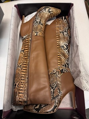 Girotti Women s Snake Print Leather Brown Tall Heeled Boots EU 40/US 9.5 New