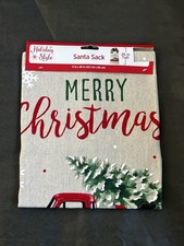 Holiday Style Santa Sack 17  x 26  Gift Bag  Merry Christmas  Red Truck