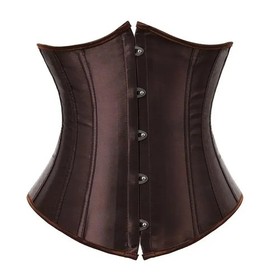 Gothic Underbust Corset Waist Cincher Bustier Top Satin Lace Up Lingerie Plus