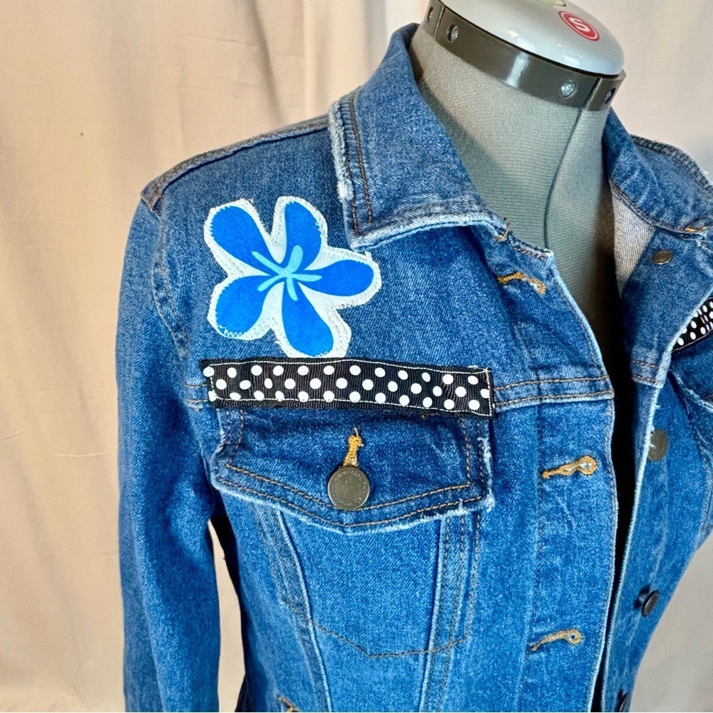 Universal Thread Blue Denim Jacket Hand Crafted L… - image 5
