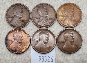 WPCoins ~ (6) Lincoln Wheat Cents 1910-S, 1911-S, 1912-S, 1913-S, 1914-S, 1915-S