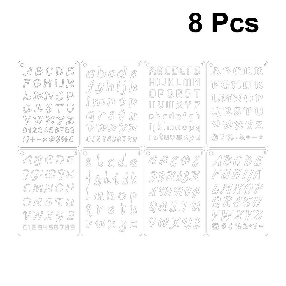 8 PCS Letter Stencils Symbol Numbers Craft Alphabet Painting Template ...