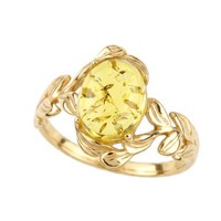 Cavill Ring Aus Sterlingsilber Vergoldet 1Ct Limonen Bernstein Oval