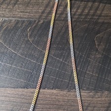 925 Sterling Silver Miami Cuban Link Necklace 3mm 18in Tri-Color Lobster