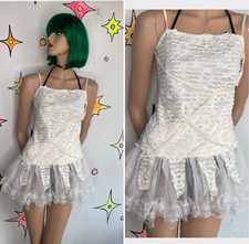 White Lace Mini Dress Ghost Costume Coquette Cottage Core Grunge Balletcore S