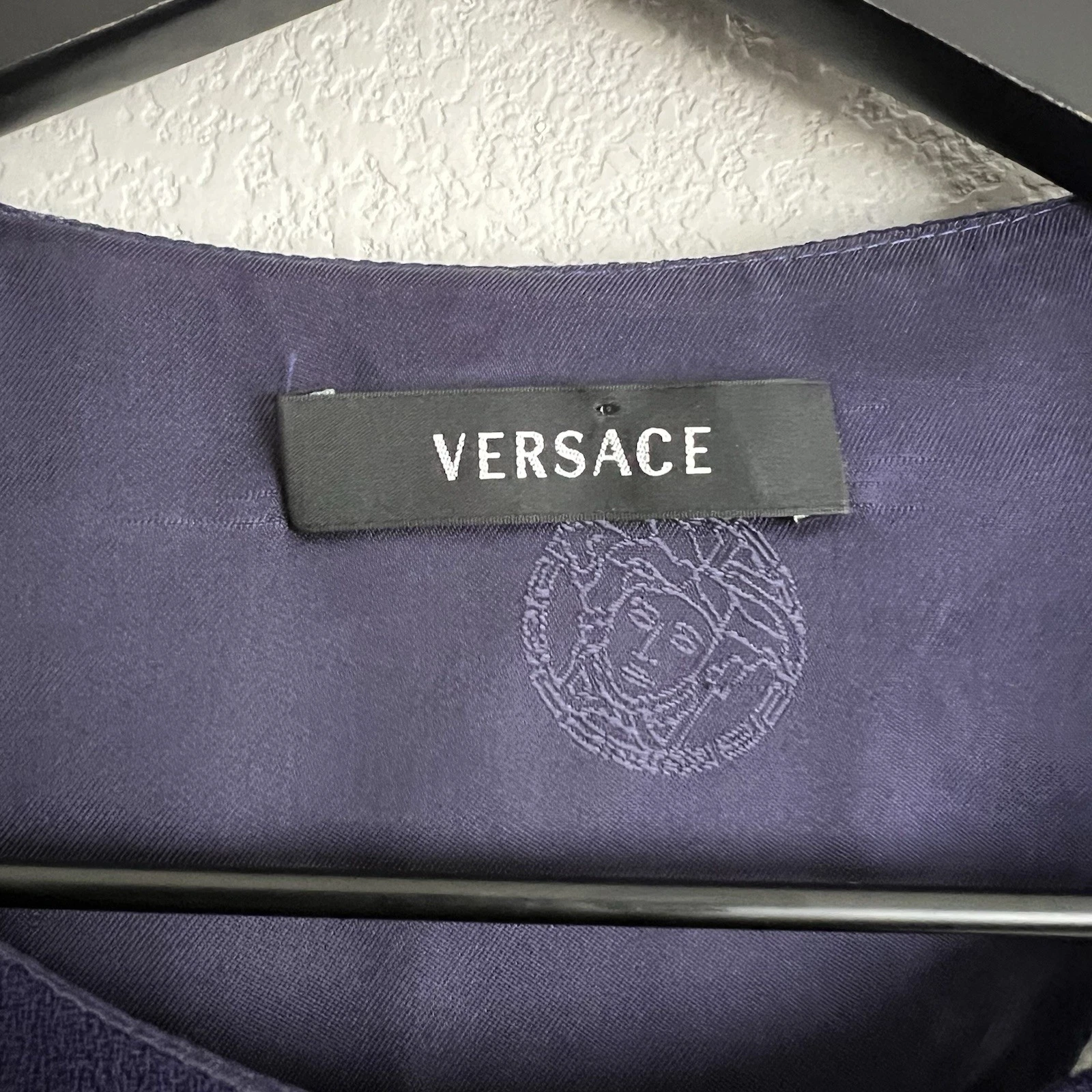 Versace mini abito donna blu monospalla bodycon 40