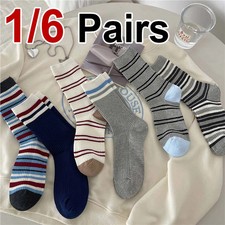 1 Pair Women Striped Mid Tube Socks Fashionable Japanese Korean Fashion Colleg