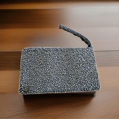 Beaded Clutch Evening Bag Cosmetic Pouch Wedding Wristlet Formal Purse