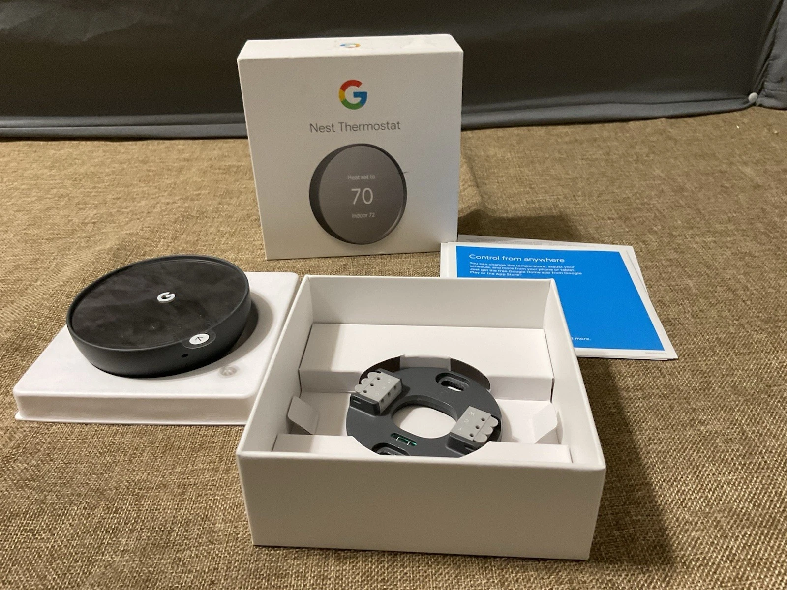 Google Nest Thermostat Wi-Fi App Control charcoal, w/ Mounting Hardware