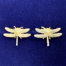 14k Yellow Gold Dragonfly Earrings Friction Back Hallmarked