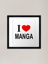 Listing image for I ?? MANGA I LOVE MANGA I HEART MAN Framed Wall Art Poster Canvas Print Picture