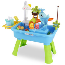 3 in 1 Kitchen Sink Toy with Running Water Kids Pretend Play Dishwasher Playset