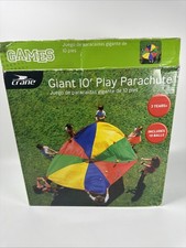 10' Play Parachute 8 Balls Easy-Grip Handles Primary Colors Group Games Crane