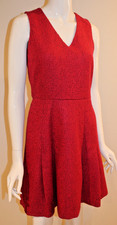 Tommy Hilfiger Women's Red Wool Blend Tweed Sleeveless V-Neck Dress - Size 4