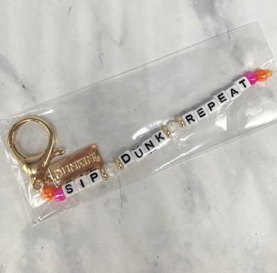 Dunkin RARE Tumbler Handle Charm Sip Dunk Repeat Keychain