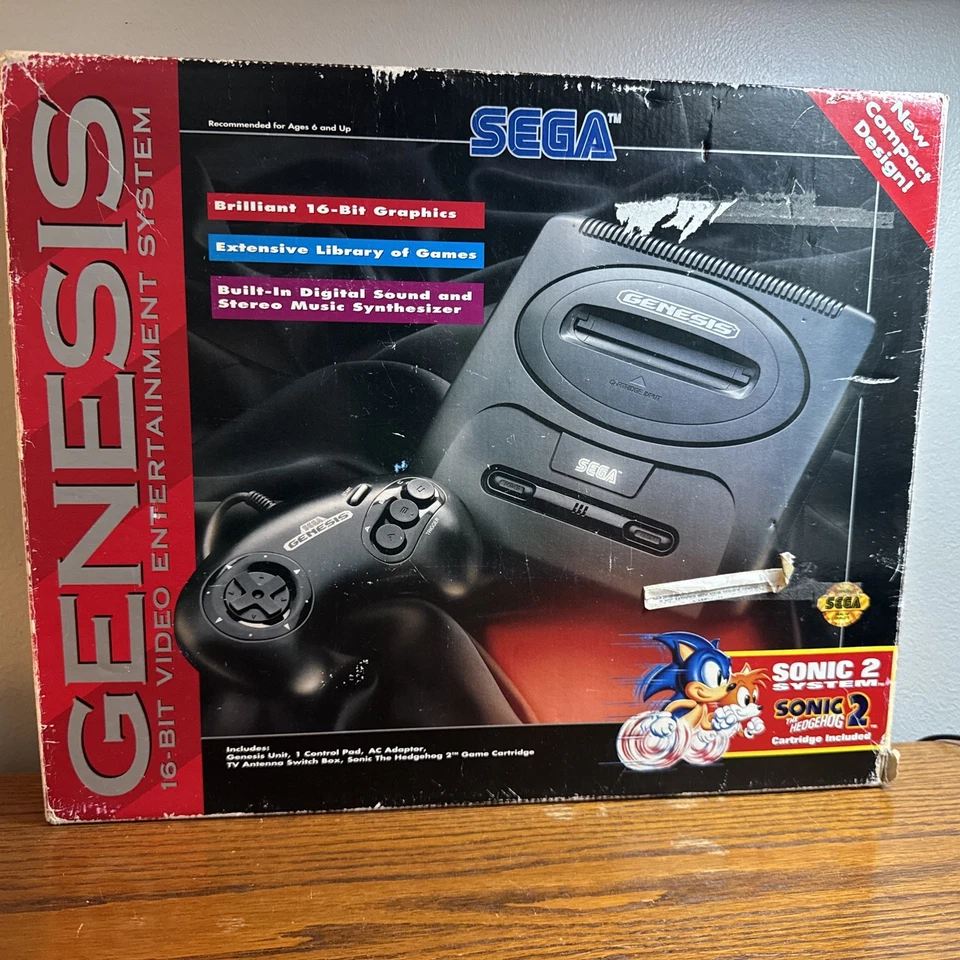 Sega Genesis Model 2 Console and Games Bundle w/Box MK-1631 Sonic 2 - Image 2 of 4