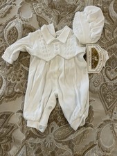 Preemie 4 Lb.White Pintuck Romper Hat Newborn Baby Christening Little Things NWT
