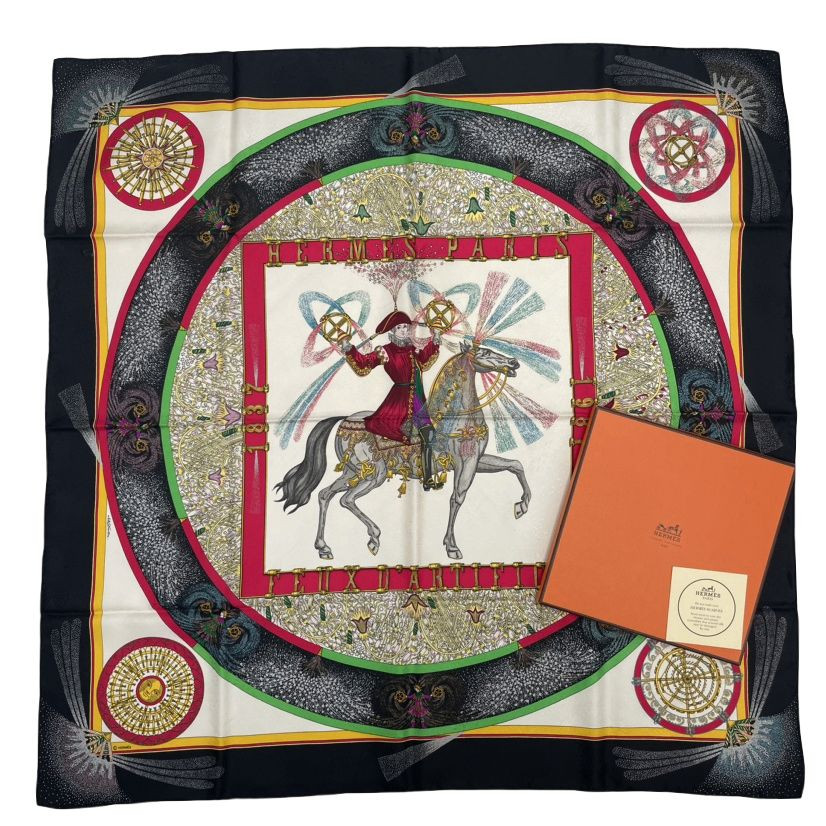 エルメス　スカーフ　カレ90　FEUX D'ARTIFICE 1987 HERMES Scarf Carré 90 150th Anniversary Limited Edition 1987