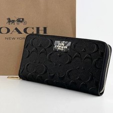 Coach F53834 Long Zip Around Wallet Signature Leather Black Japan New outlet