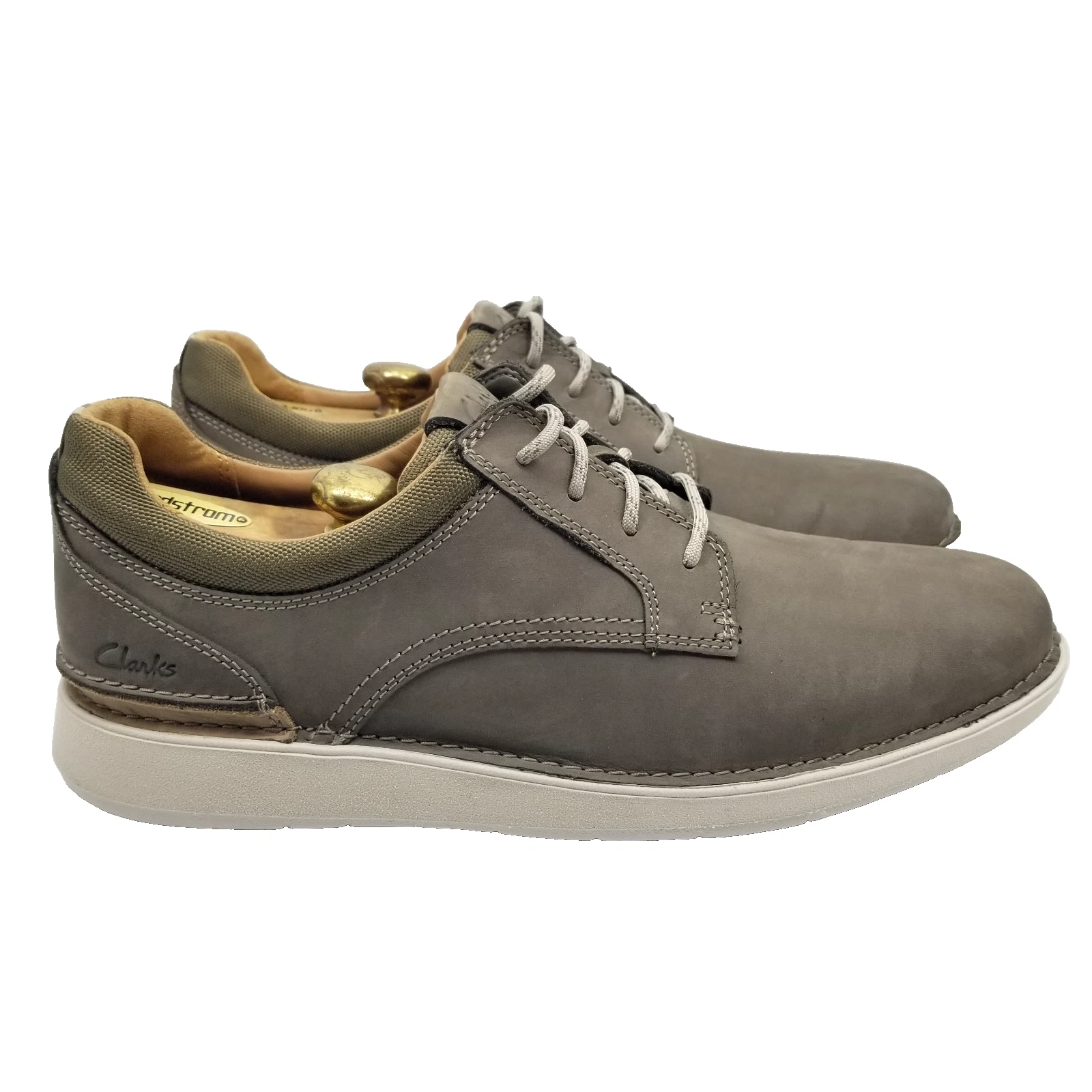 Clarks Larvik Cravatta Uomo Taglia 12 M Grigio Pietra Nubuck Casual Oxford Scarpe stringate