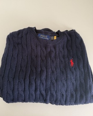 Polo Ralph Lauren Jungen Strickpullover Zopfmuster Rundhals blau Gr. S