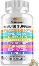 8 in 1 Immune Support with Quercetin Zinc 50mg Vitamin C 1000mg Vitamin D3 50...