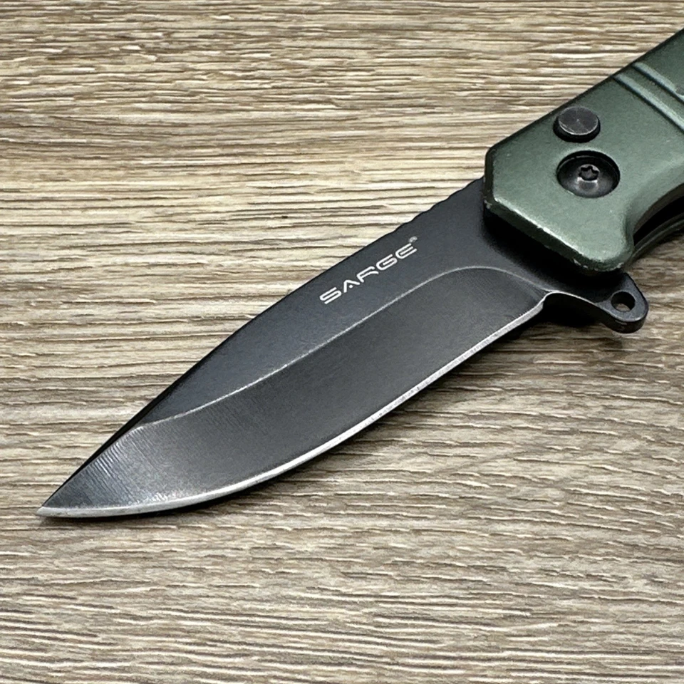 Cuchillos Sarge SK-827 Cuchillo de bloqueo táctico de bolsillo plegable verde acero inoxidable Foto 2 de 4