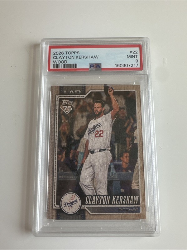 2026 Topps Series 1 - Clayton Kershaw Wood Grain 2/25 SSP LA Dodgers PSA 9 POP 2