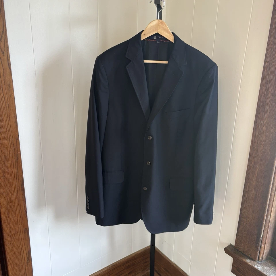 Abrigo deportivo J Crew para hombre 42L azul marino lana 3 botones muesca solapa dinero antiguo Blazer Foto 2 de 4