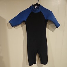 TCS Wetsuit Youth Size 14 Black and Blue Long Sleeve Full Zip Shorts Swim Surf