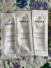 3X Philip B Peppermint Avocado Scalp Invigorator Volumizing Shampoo Packet 10ml