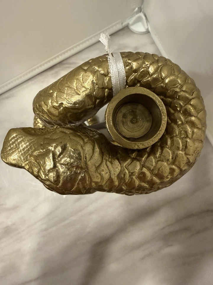 Gold Tone Single Metal Snake Figure Taper Candleholder Candle Stick Holder - Image 2 of 4