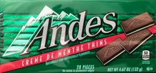 Andes Creme de Menthe Thins 4.67 oz. 28 piece Box Individually Wrapped Chocolate