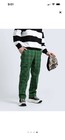 Plaid Cargo Pants Green Black Men's Casual Straight Leg Flat Front — photo 4